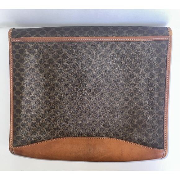 Authentic CELINE Macadam Canvas Clutch Bag PVC Leather Brown organizer vintage - Picture 2 of 16